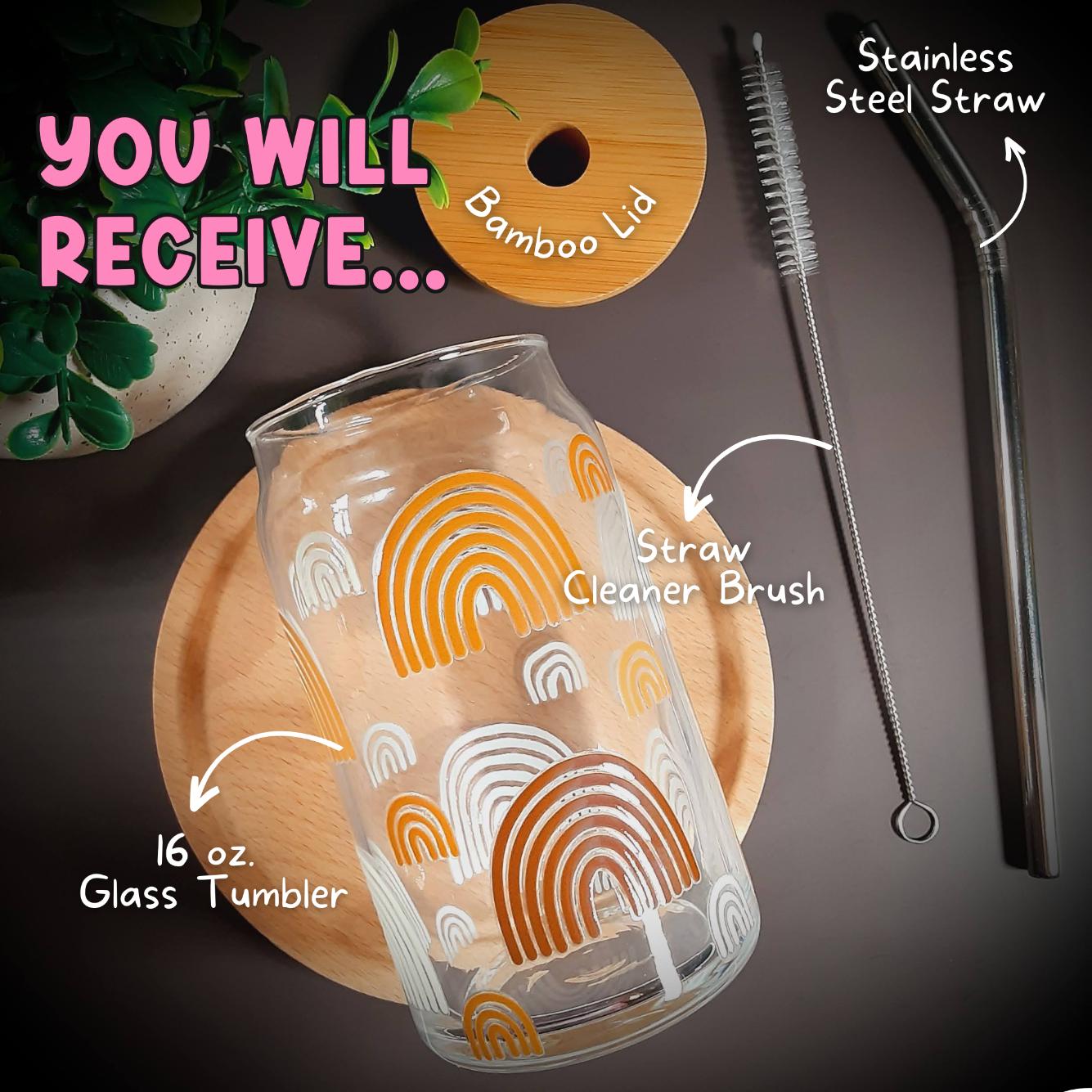 Boho Rainbow Glass Tumbler Drinkware