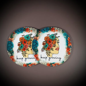 Floral Keep Growing Motivational Cup Coasters Cup Coasters