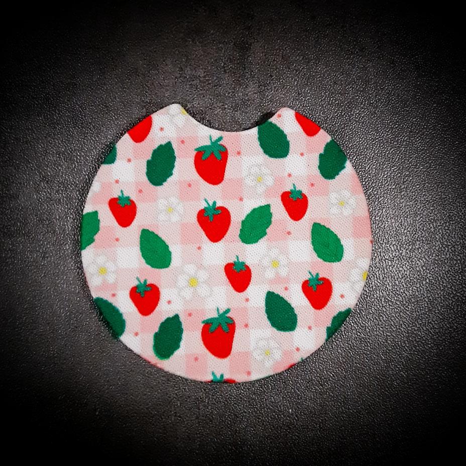 Gingham Strawberry & Daisies Car Coasters Car Coasters