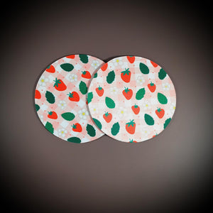 Gingham Strawberry & Daisies Cup Coasters Cup Coasters