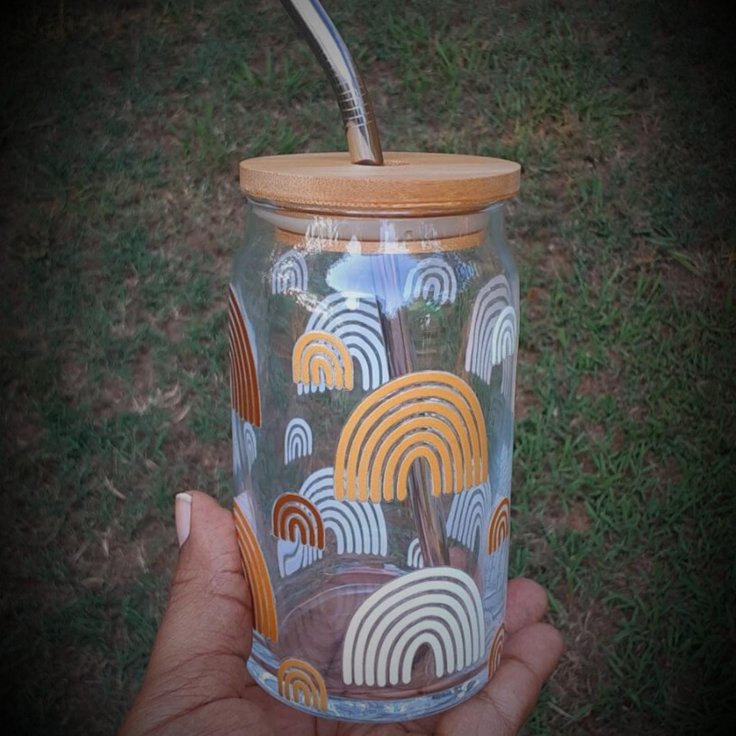 Boho Rainbow Glass Tumbler Drinkware