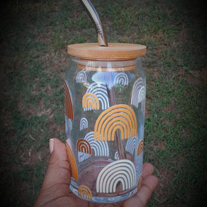 Boho Rainbow Glass Tumbler Drinkware